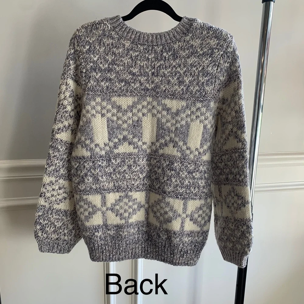 GAP Chunky Fair Isle Crew Neck Sweater Womens Medium Oversized with Alpaca Wool - Picture 13 of 14